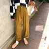 Pantaloni da donna vintage ad alta vita gamba larga da donna casual velloroy pantaloni femminile di moda femmina tutti abbinano il pantalone a figura