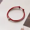 Strand 1pc Mini Frases de quatro folhas Red Thread String Bracelet Lucky Handmade Ride Charme para homens jóias de homens