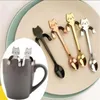 Spoons 2PCS Stainless Steel Hanging Cup Teaspoons Cute Kitten Stirring Spoon For Dessert Drink Mixing Milkshake Kitchen Supplies