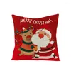 Pillow 45X45CM Linen Christmas Pillows Case Elk Santa Trees Sofa Print Livingroom Couch Decorative Throw