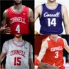 Custom Cornell Big Red Basketball 0 Evan Williams 5 Jacob Beccles 24 Josh Baldwin 25 Max Watson Mens Mulheres Juventude Jerseys 30 Chris Manon