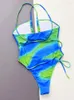 Women's Swimwear Vigoashely 2024 Sexy Gradient Women Push UP High Cut One Piece Swimsuit Monokini Cross Hollow Summer Bathing Suit