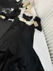 Основные повседневные платья Дизайнер Шэньчжэнь Наньоу Высокий Странство Miu Home New Velvet Little Princess Style Черно -белый классический платье по талии 223 г