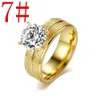 Mode Enkel och generös rostfritt stål Personlig ring med runda zirkonguld Ladys handdekoration Titan smycken