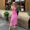 Vestidos casuais 2024 Moda sexy Girl Slim Fit Slimming A-line Solid Color Sling Dress Dress Dress Street Style Style Comning