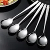 Spoons 5/1pcs Stainless Steel Spoon Silver Long Handle Flatware Soup Fruit Fork Tableware Sets Home Kitchen Cutlery Utensils