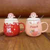 Tasses 450 ml dessin animé mignon fille coeur céramique couple tasse d'eau à grande valeur avec tasses de bureau de couvercle tasse de thé au lait pour enfants