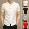 Men's Casual Shirts Gentle Single-breasted Chinese Style Summer Shirt Knot Buttons Traditional Clothes Men