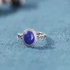 Cluster Rings JZ201ZFSILVER Thai Silver 925 South Red Agate Hetian Jade Jasper Hollow Texture Lapis Oval Ring Women Wedding Party Jewelry