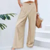 Women's Pants Elastic Waistband Trousers Stylish High Waist Wide Leg With Pockets For Casual Beach Streetwear Fashion High-waist