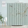 Rideaux de douche rideaux de paysage chinois fleurs de fleurs plantes oiseaux animaux décoration murale de salle de bain avec crochet écran en polyester étanche