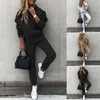 Women's Hooded Sweatshirt Soild Casual Sport Trouser Suit Autumn Winter Fashion Long Sleeved Sports Suit Ladies Clothes 240329