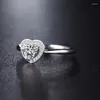 Mit Seitensteinen vissiap Luxus Big Heart Ring Ehering Bands Geschenke Weißgold -Farb -Verlobungsringe für Frauen elegantem Modeschmuck