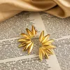 Dangle Earrings Retro Folded Leaves Textured Irregular Geometric Exaggerate Big For Women 18K Gold Plated Metal Thick Ear Stud