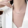 Дизайнерская бренда высокая версия ожерелье узла для женщин S925 Серебряное серебряное серебряное подвеска с высококачественной качественной костяной цепью с высокой 18-километрой золотой.
