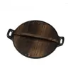 パンフラットボトボトムアイアン小炒め鍋の家庭と商業豚の煮込み麺木製の蓋誘導クッカー