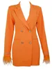 Casual jurken vrouwen beroemdheid sexy lange mouw v nek dubbele knop oranje bodycon suit jurk elegante avondfeestclub