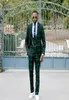 Vintage Three Pieces Mens Suits Wedding Tuxedos Jacket Pant Vest Dark Green Plaid Wedding Suit Custom Made Formal Business Wear8062027