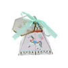 Enveloppe cadeau 10/20 / 50pcs Carrousel Candy Box Paper Paper Chocolate Favor Boîtes d'emballage Sac d'emballage avec un anniversaire de mariage en ruban