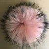 BERETS DIY LUXURY FUR POMPOM天然アライグマヘアボールハットボールポン