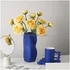 Vase Nordic Style Morandi Ceramic Desktop Vase Ornamentsリビングルームフラワーアレンジメント乾燥した家の装飾アクセサリードロップデリDHMVC