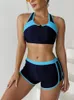 2024 Sportsets Zipper Swimwear vrouwelijke twee stuks shorts shorts zomer solide zwempak vrouwen strand slijtage zwempakken strandkleding 240322