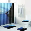 Badmatten 4pcs Baum unter Sonnenuntergang Casa de Banho Banyo Badezimmer Teppichmatte Set Nicht -Slip Tapis Salle Bain Alfombra Bano