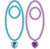 Beads Necklace and Bracelet Set for Kids Girls Jewelry with Crystal Heart Pendant Dress Up Pretend Play Party Favor Pink Blue Purp7576312