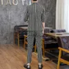 Herenpakken (Blazer Pants) Fashion Business Stripes Meeting Bread Mid-Sleeve Half-mouw Gentleman Slim Fit Work Wedding Pak