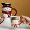 Muggar keramiska snögubbe mugg kontor hem mjölk te frukost kaffe vintage söt handtag kopp julklapp till vän kawaii drinkware