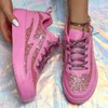 Casual Shoes Thick Sole Sneakers Women's Glossy Fashion Lace Up Flat Couples' All-match Trendy Skateboarding Footwear