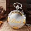 Pocket Watches Vintage The Greatest Dad Steampunk Pocket Quartz Necklace Pocket Fob es for Father Chain Clock Relogio De Bolso L240402