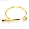 Charm Bracelets Fashion Horseshoe Screw Cuff Gold Color Stainless Steel s Bangles For Women Wholesale L46