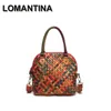 Totes Lomantina Designer Dames Schoudertas Echte lederen Crossbody Shell Tassen voor dames weven kleine draagtas kleurrijke breisporta