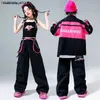 Pantalones niños hip hop motoccyc chaqueta contraste pantalones de carga chicas béisbol béisbol abrigo streetwear kids jazz street dance sets l46 l46