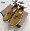 Loro Piano Domans Summer Walk Outdoor Dress Shoes Mans Tasman Flat Heel Loafers Low Top Luxe Suede Suede Sneakers Designer schoen Mocassin Slip op dikke zoolgespers