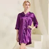 Hemkläder Ice Silk Women's Pyjamas Plus-size Summer Ultra-Thin Shirt Sense Dress Sexig Nightdress