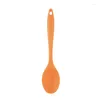 Spoons Grade Silicone Long-handled Rice Soup Spoon Kitchen Flatware Utensils Accessories Solid Color Kids Tool