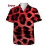 Chemises décontractées pour hommes Luxury Mens Leopard Imprimé à manches courtes Boulieds Slim Club Élégant Bouton Top Bouton Up Streetwear Men