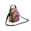 Sacs d'école Femmes Vintage Mini sac à dos brodé de fleurs à fleur à feuille à glissière