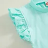 Kledingsets Peuter Baby Girls Ruffle Shorts Flying Sleeve T-Shirt Top Pockets Pak 2PCS Zomeroutfits
