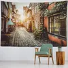 Arazzi 3d Stone Brick Wall Printing Abete Retro Street Paesaggio sospeso Hippie Bohémien Art Sfrollo stoffa