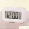 Desk & Table Clocks Plastic Mute Alarm Clock Led Smart Temperature Cute Posensitive Bedside Digital Sn Nightlight Calendar Drop Delive Dhhk4