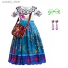 Girl's Dresses New Encanto Costume For Kids Mirabel Madrigal Cosplay Dress Girls Fancy Carnival Hallowen Princess Dress Party Födelsedagskläder L240402