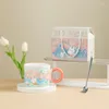 Mugs Ceramic Tea Mug With Spoon Cute Colorful Creative Gifts For Girls/Friends/Child Microwave Safe Gift Box Packaging