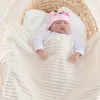 Couvertures épaisses de couleur unie en flanelle bébé couverture à rayures Smoudle des enfants