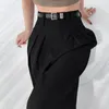 Calças femininas Primavera Summer Mulheres cinzas elegantes calças plissadas 2024 Moda Black High Caist Bege perna larga Long Pant casual solto