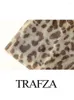 Work Dresses TRAFZA 2024 Spring Female Trendy Leopard Print Skirts Tulle Fashion High Waist Sexy Women's Retro Bottoms A-Line Slim