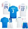 2024 25 Italys Soccer Jerseys Italian Jersey Scamacca Immobile Chiesa Football Shirts Raspadori Jorginho Verratti Maglia Kit de l'équipe nationale de l'Italiana Kit