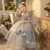 Lovely Spets Flower Girls Dresses 2024 Nya bollklänningar Kids Wedding Pageant Crystals Beaded Dress First Holy Communion Gowns Princess Ball Gown Wedding Party Dress